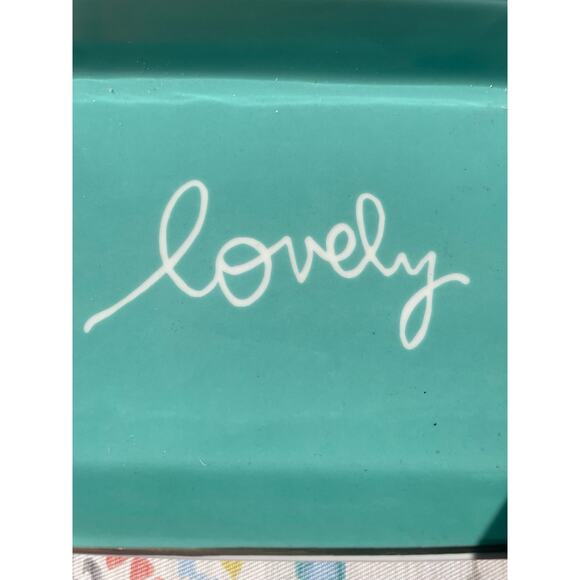 J Crew Lovely Trinket Jewelry Key Plate Blue With White Lettering - Picture 3 of 5